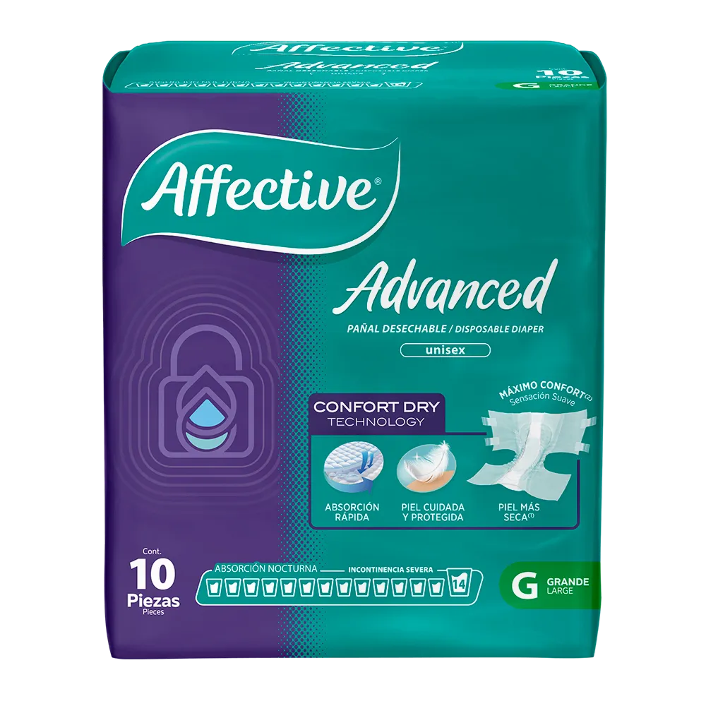 Affective Advanced Pañal para adulto Talla Grande   10 Pzas