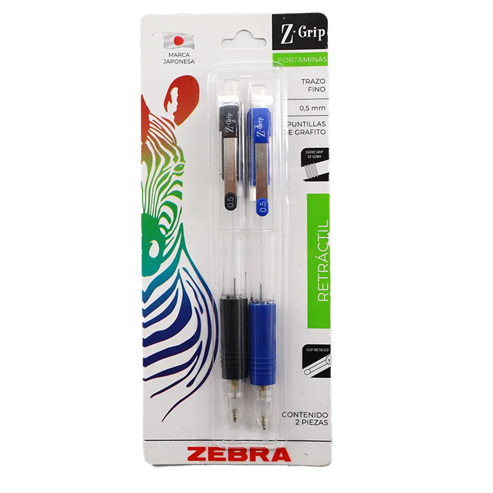 PORTAMINAS PLASTICO Z-GRIP 0.5MM BLISTER 2 PZ ZEBRA 1 PIEZA