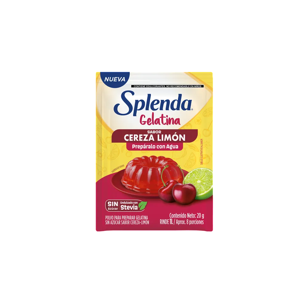 GELATINA CEREZA LIMON SPLENDA 20 GRAMOS