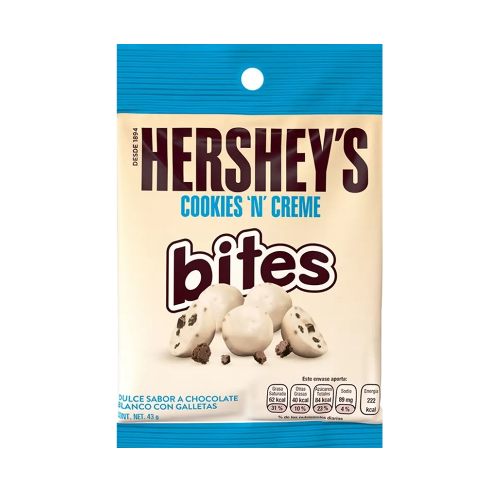 Bolsa Chocolate Bites Cookies And Creme Hersheys 43 g