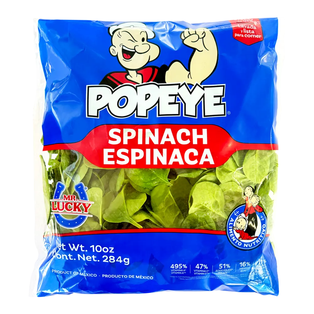 Espinaca en bolsa popeye Mr Lucky Pza