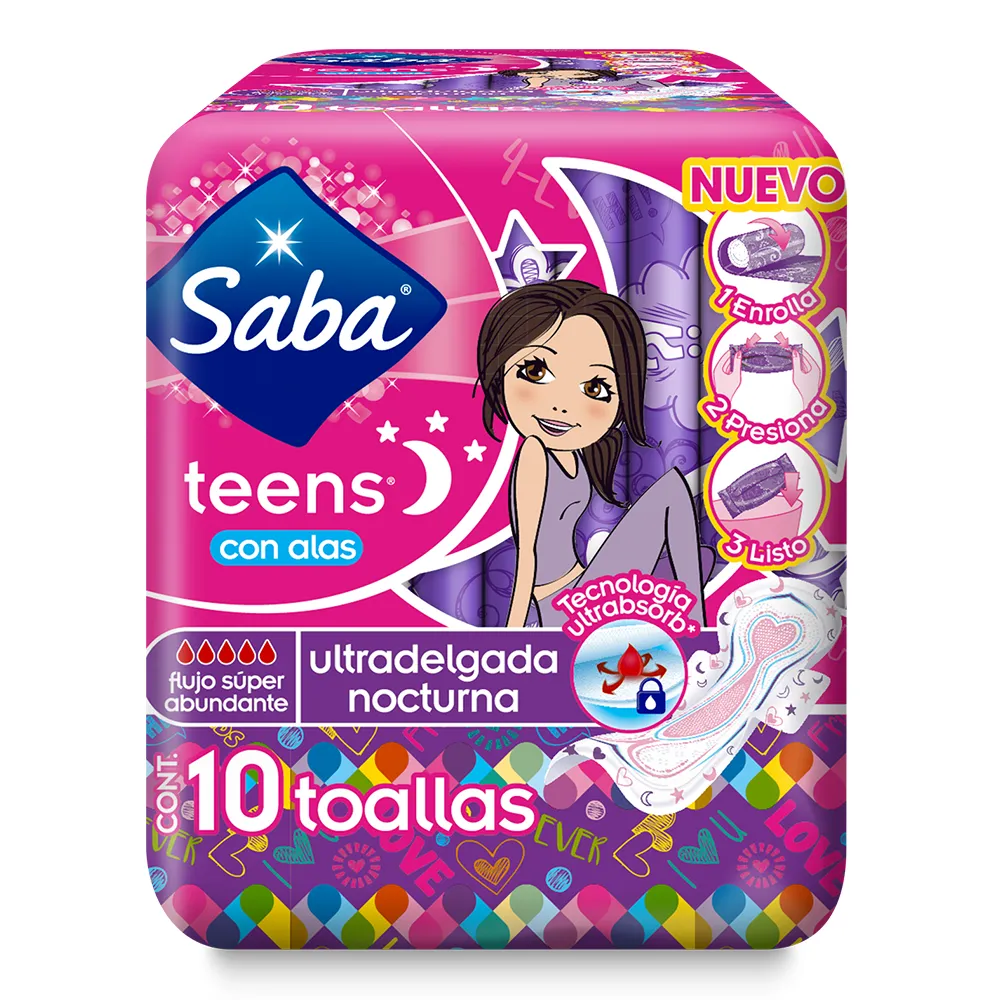 Toalla con Alas Nocturna Saba Teens 10 Pza