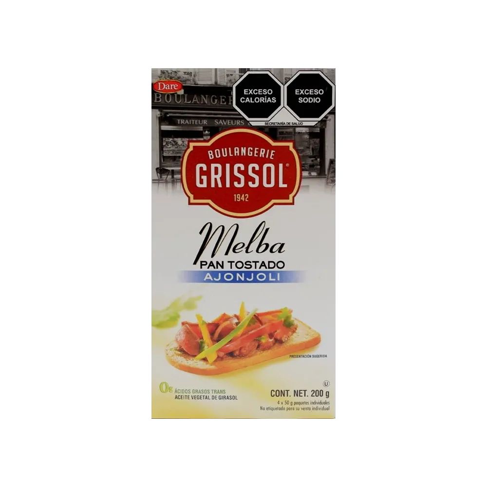 Pan Tostado Melba Con Ajonjoli Grissol 200 g