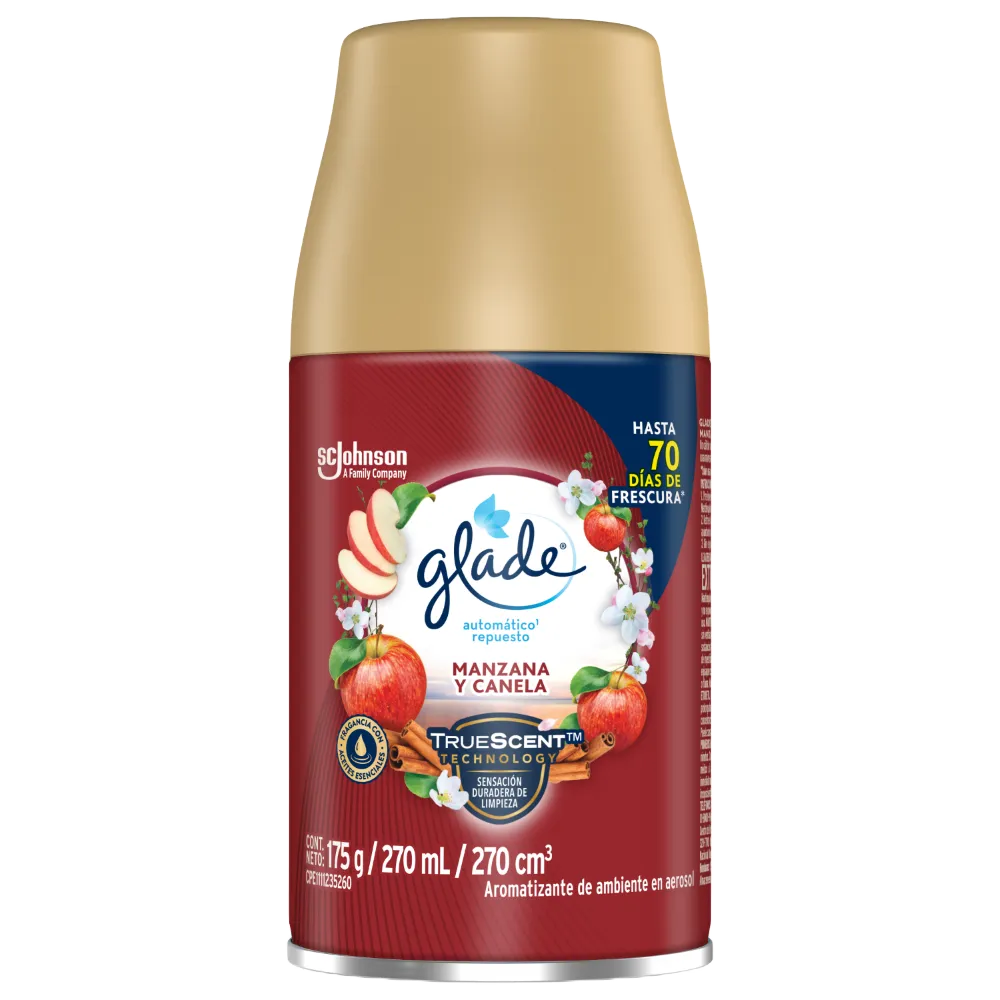 Aromatizante Aerosol Repuesto Automatico Manzana Canela Glade 270 Ml