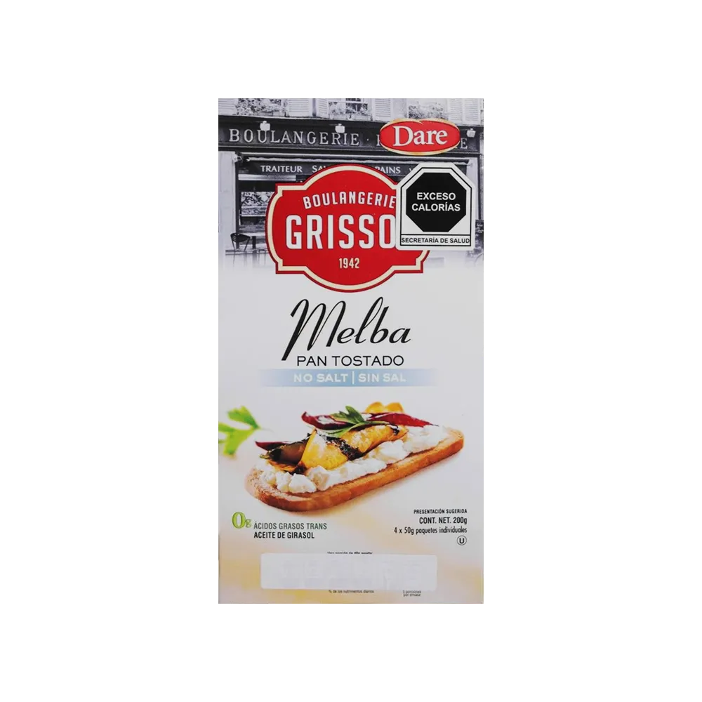 Pan Tostado Melba Bajo En Sodio Grissol 200 g