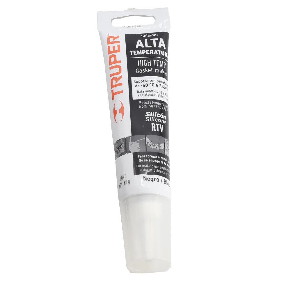 Sellador De Silicon Para Altas Temperaturas Negro Truper 85 Gr