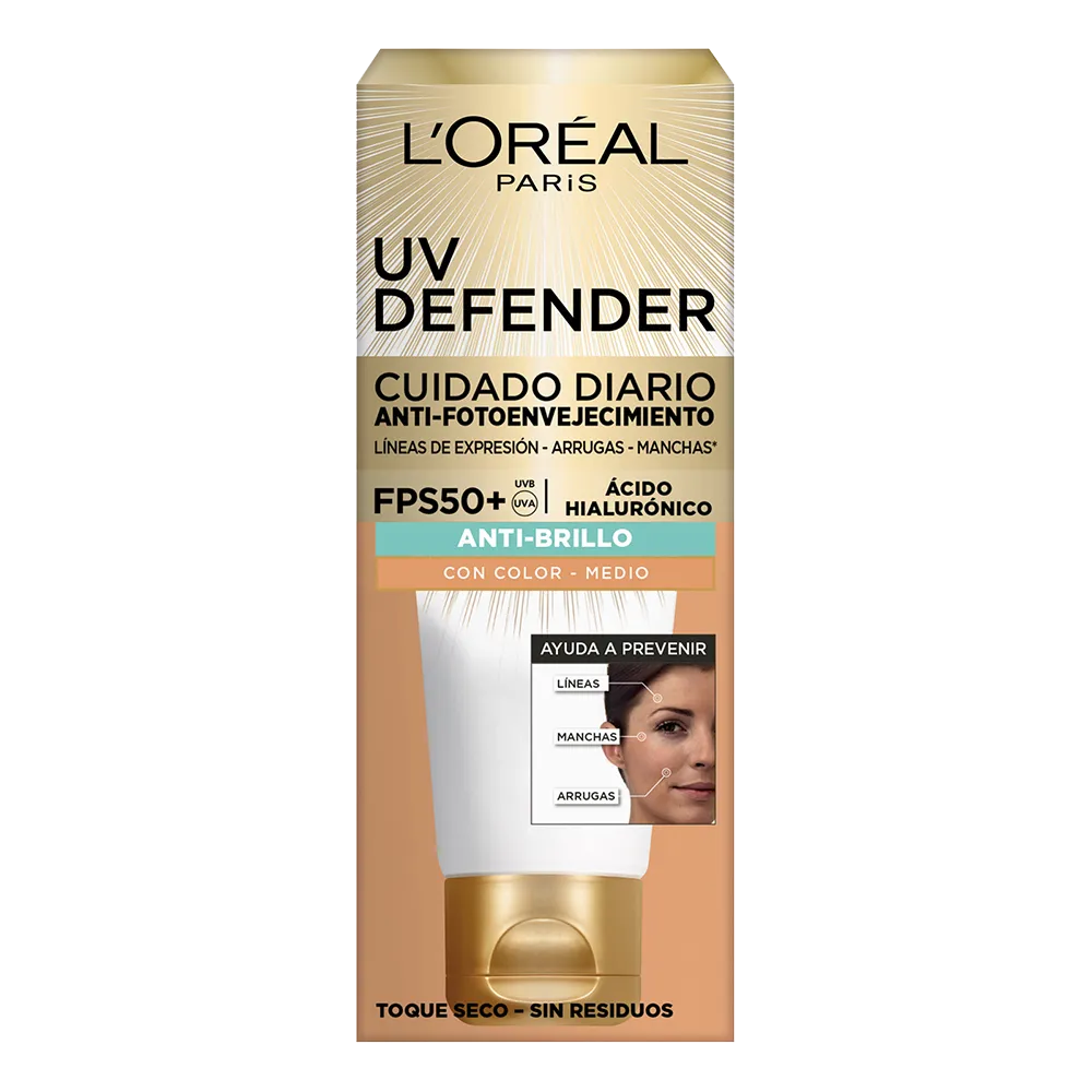 Crema Facial Uv Defender Antibrillo Color Med Uv Defender 40 g