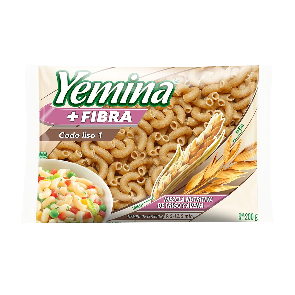 Codo Liso Con Salvado De Trigo Y Avena Yemina 200 g