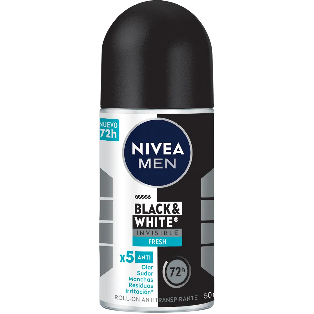 Antitranspirante Roll On Black&White Invisible Nivea Men 50 Ml