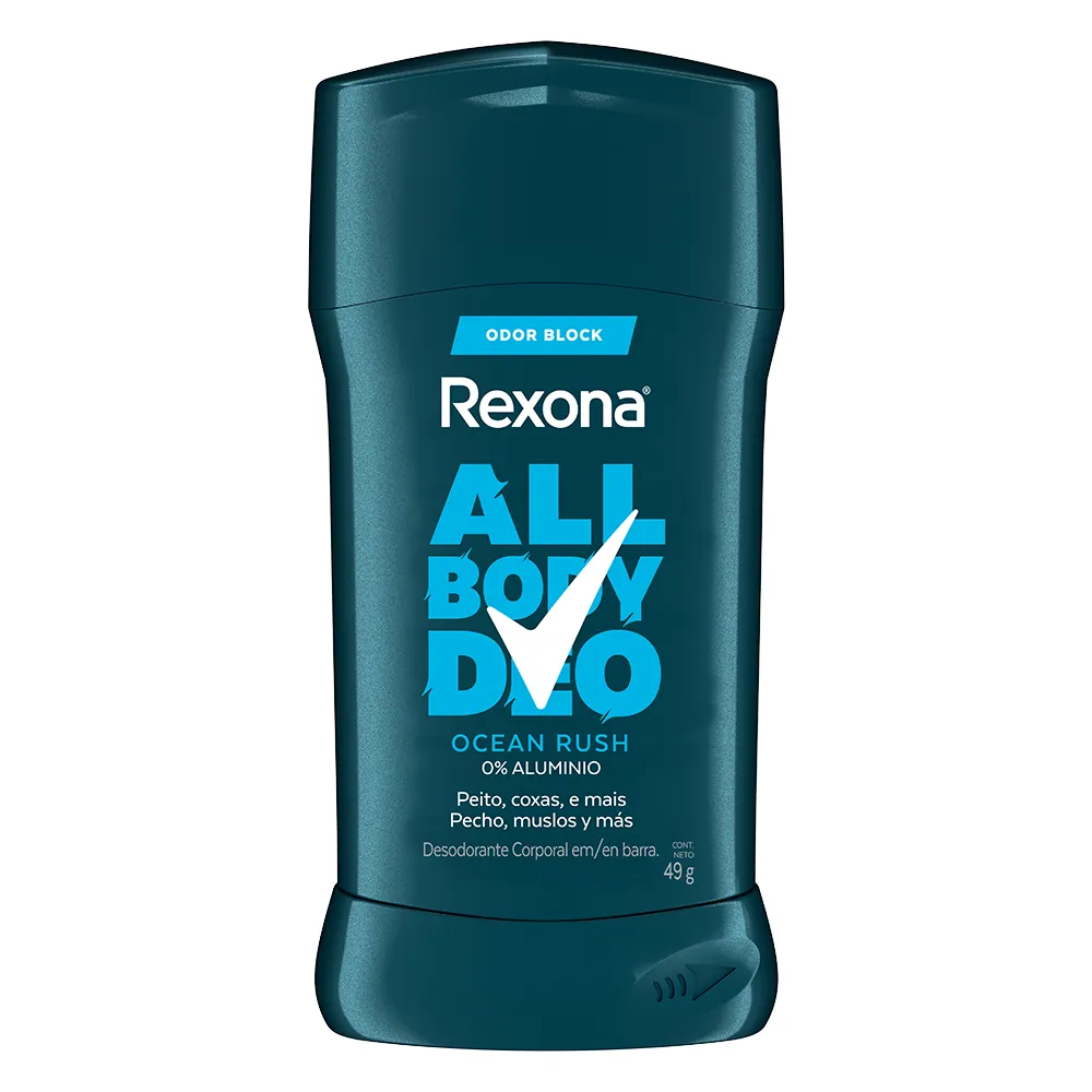 DESODORANTE BARRA ALL BODY OCEAN RUSH REXONA MEN 49 GRAMOS