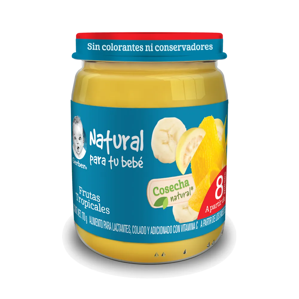 Papilla Gerber Cosecha Natural Etapa 3 Frutas Tropicales 170g