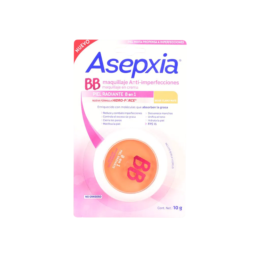 Asepxia Bb Maquillaje Fps 15 Beige Claro Polvo Genomma Lab 10 g
