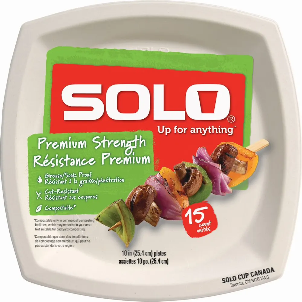 Plato Premium Strength Sugarcane 10" Natural Solo 15 Pza