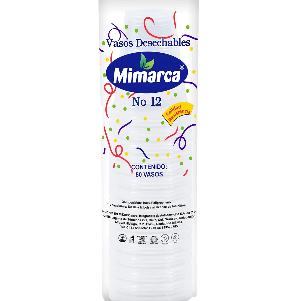 Vaso Desechable Natural No.12 Mimarca 50 Pza