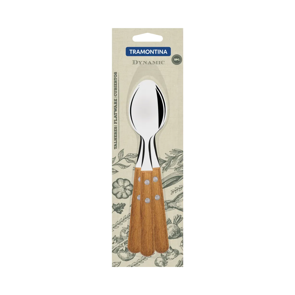 SET CUCHARAS DE MESA MANGO MADERA LINEA DYNAMIC MADERA TRAMONTINA 1 PIEZA