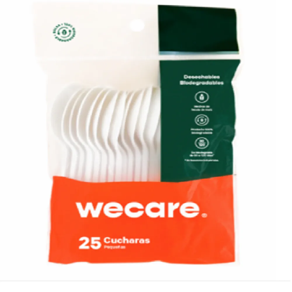 Cuchara Chica Desechable Biodegradable Wecare 25 Pza