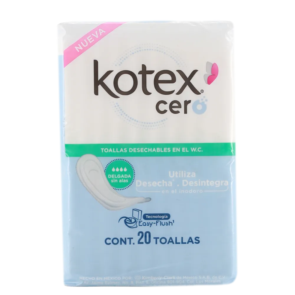 Toalla Delgada Kotex Cero 20 Pza