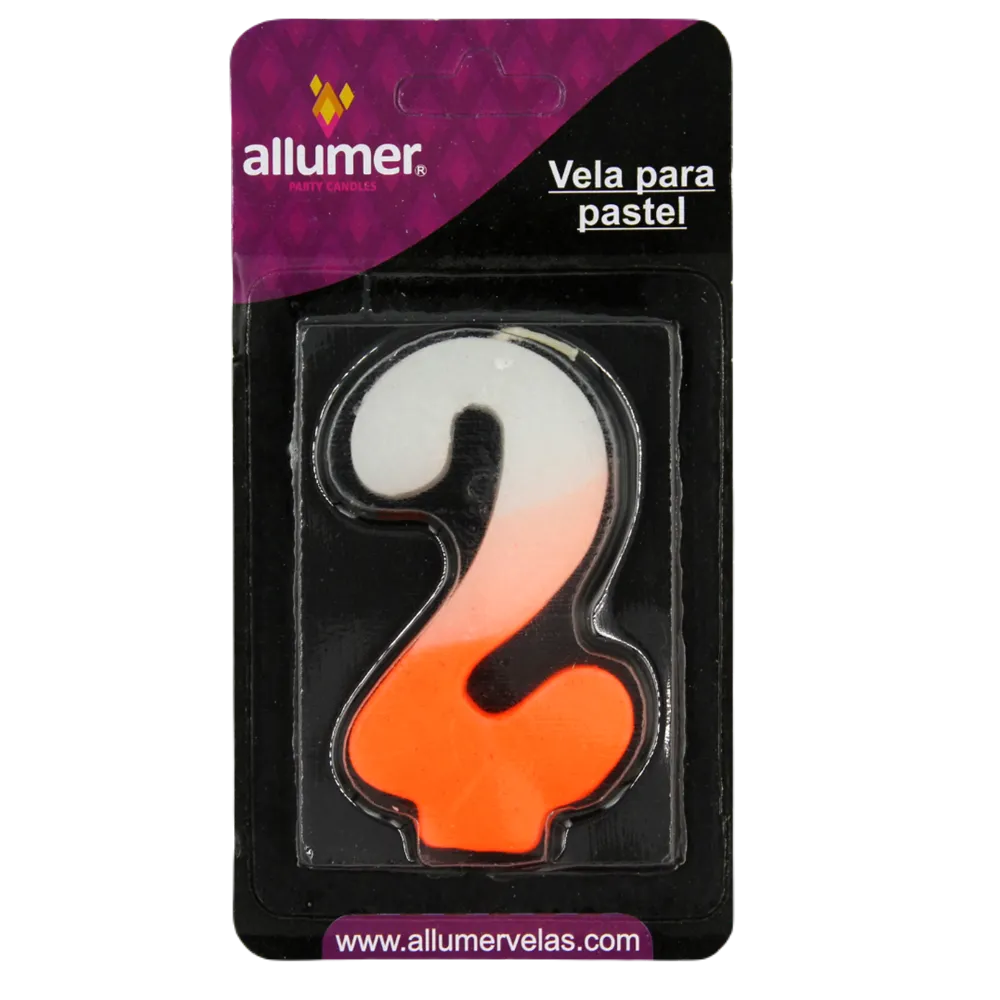 Vela Para Fiesta Numerica No. 2 Varios Colores Allumer 1 Pza