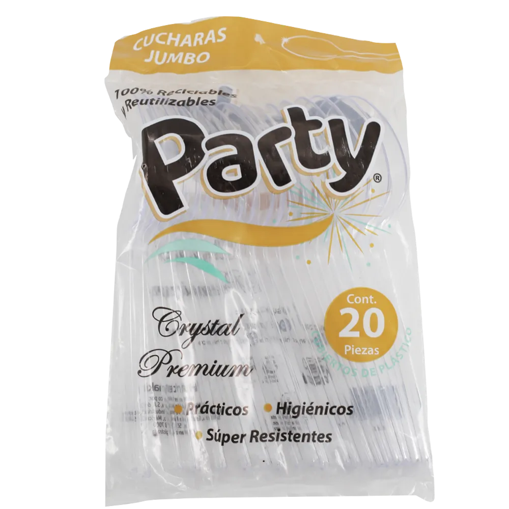 Cuchara De Plastico Jumbo Crystal Premium Party 20 Pza