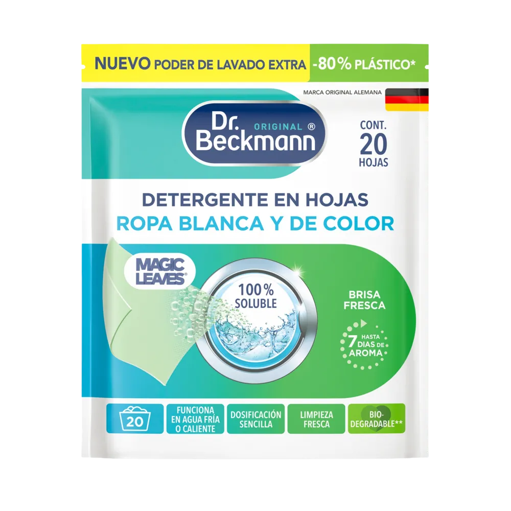 Detergente Para Ropa En Hojas Magic Leaves Dr Beckmann 20 pza