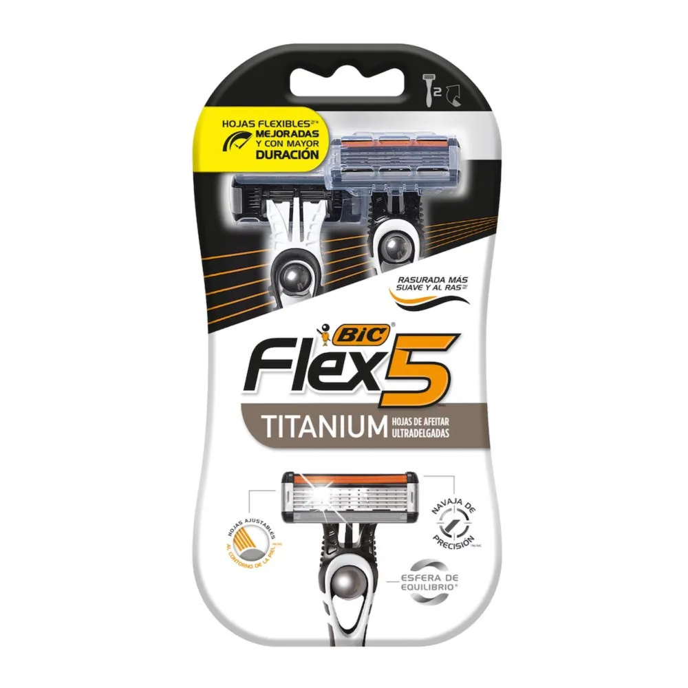 Rastrillo Desechable Flex 5 Titanium Bic 2 Pza