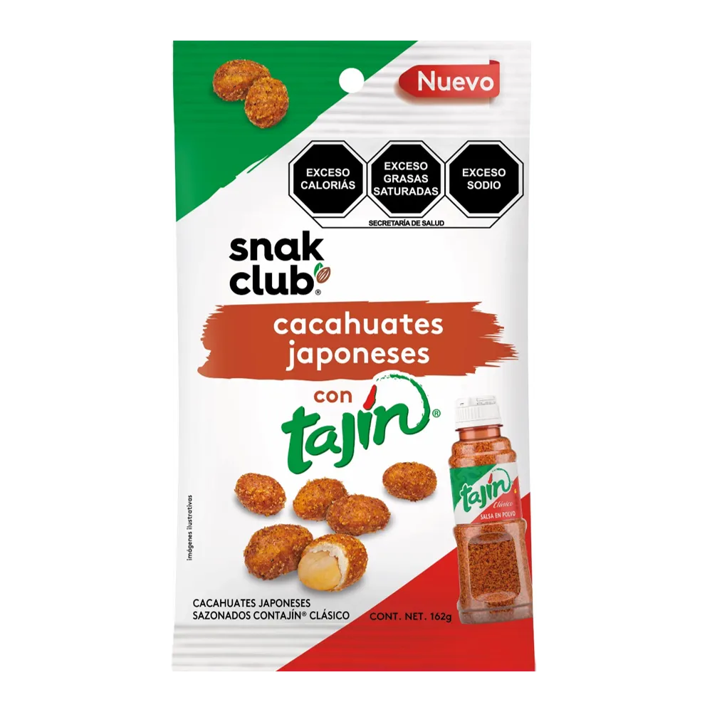CACAHUATE JAPONES TOSTADO TAJIN SNACK CLUB 162 GRAMOS