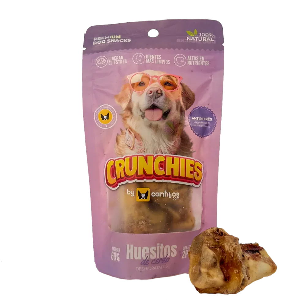 SNACKS PARA PERROS HUESITOS DE CERDO DE CRUNCHIES 2 PIEZA