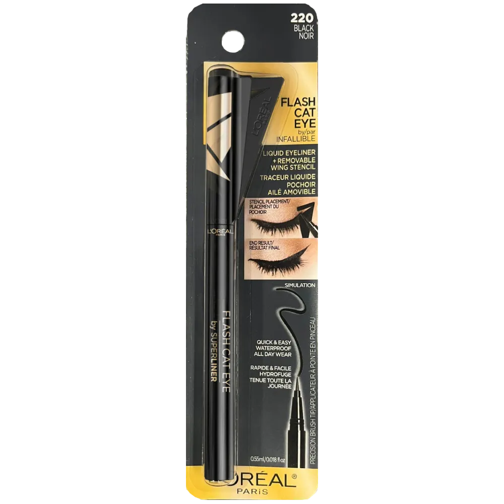 DELINEADOR DE OJOS FLASH CAT EYE LINER NEGRO L'OREAL 1 PIEZA