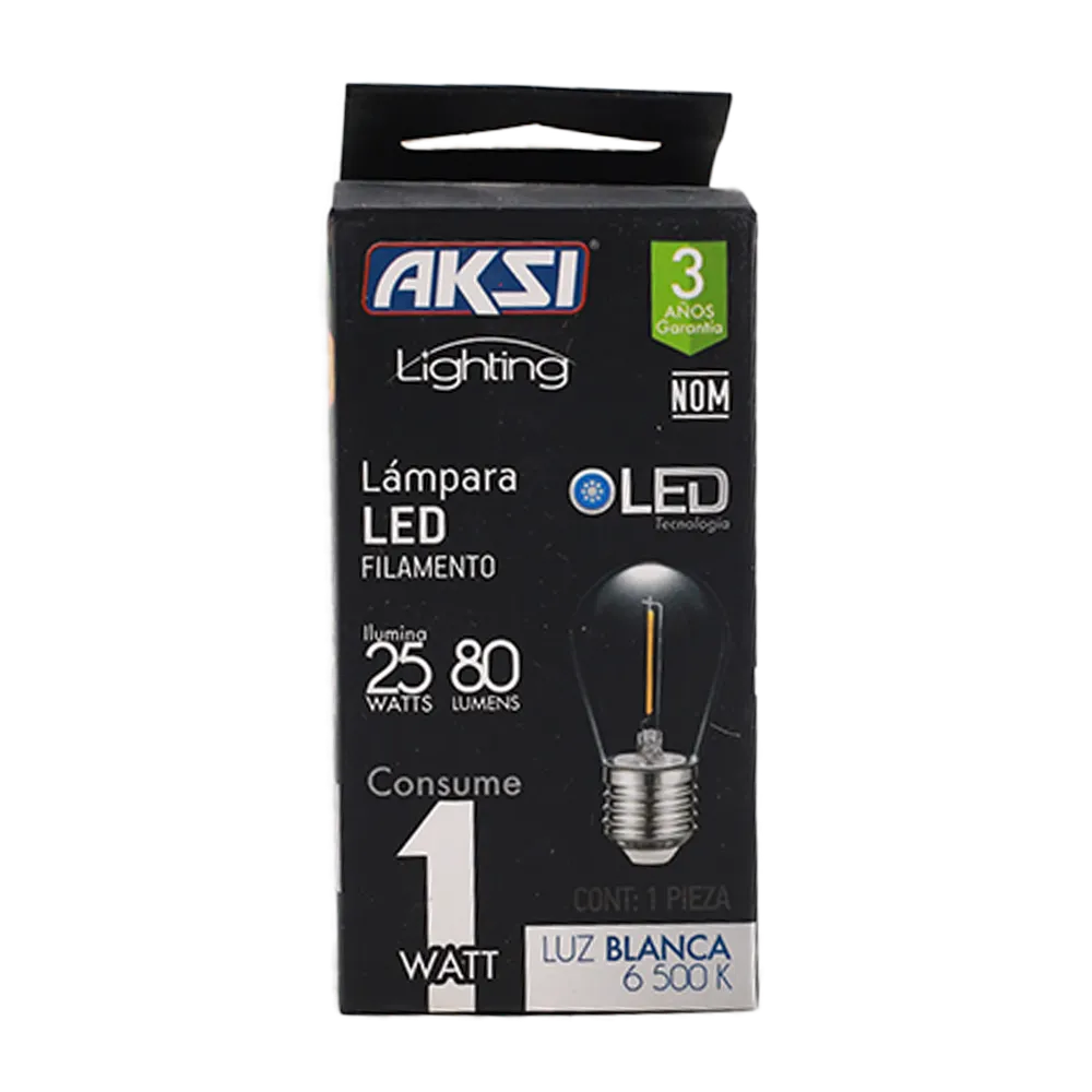 FOCO LED FILAMENTO 1W LUZ BLANCA S14 AKSI 1 PIEZA