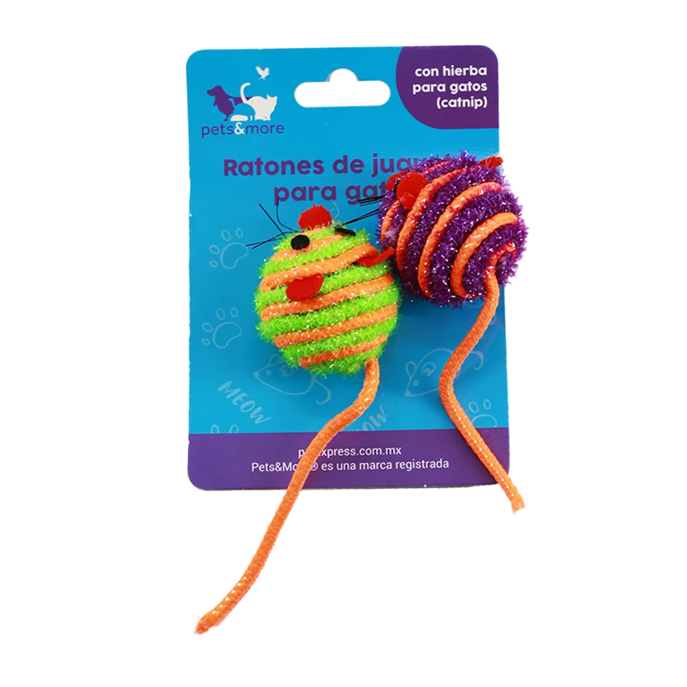 RATON DE JUGUETE PARA GATO VERDE / MORADO PETS & MORE 1 PIEZA