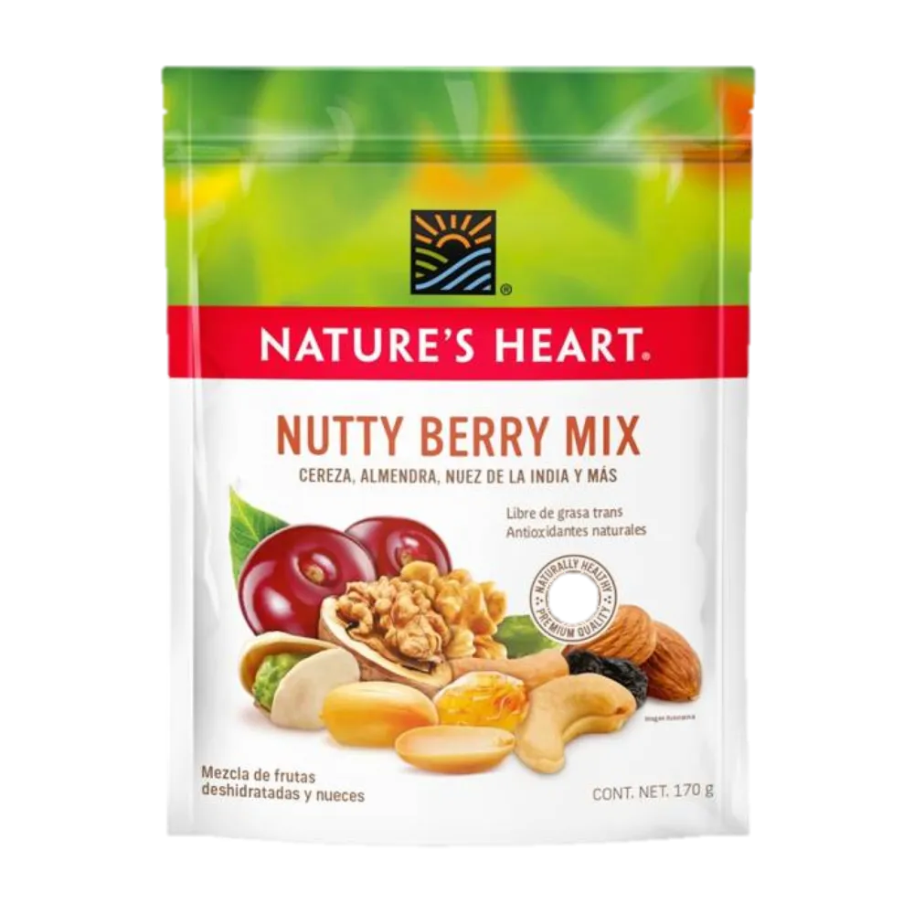 Cereza Almendra Nuez De La India Nutty Berry Mix Natures Heart 170 g