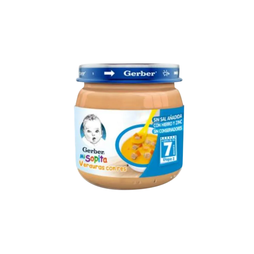 Sopita gerber Segunda Etapa verduras con res   113G