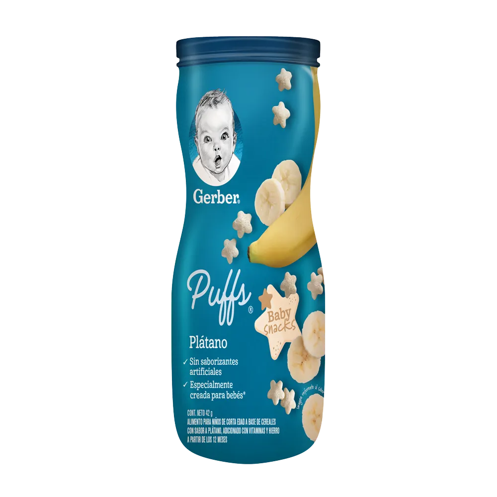 Snacks Gerber Puffs Etapa 3 Plátano Bote   42G