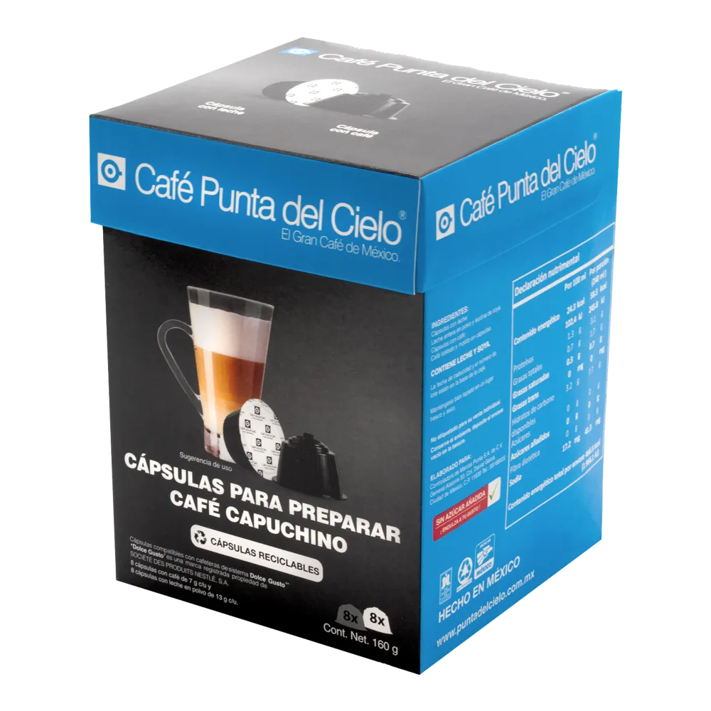 Capsulas De Cafe Caja Capuchino Punta Del Cielo 160 Gr