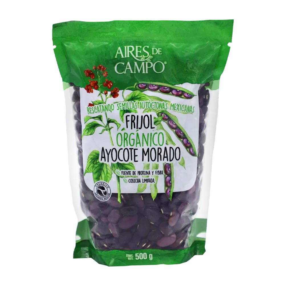 Frijol Orgánico Ayocote Morado Aires De Campo 500 g