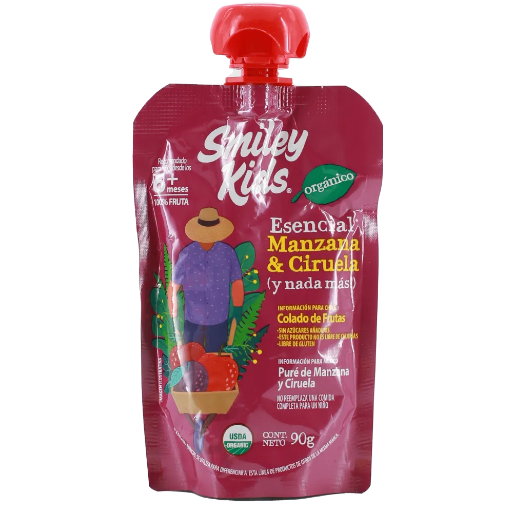 Papilla Organica Manzana Ciruela Smiley Kids 90 g