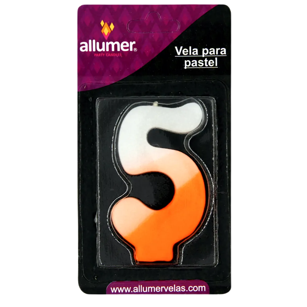 Vela Para Fiesta Numerica No. 5 Varios Colores Allumer 1 Pza