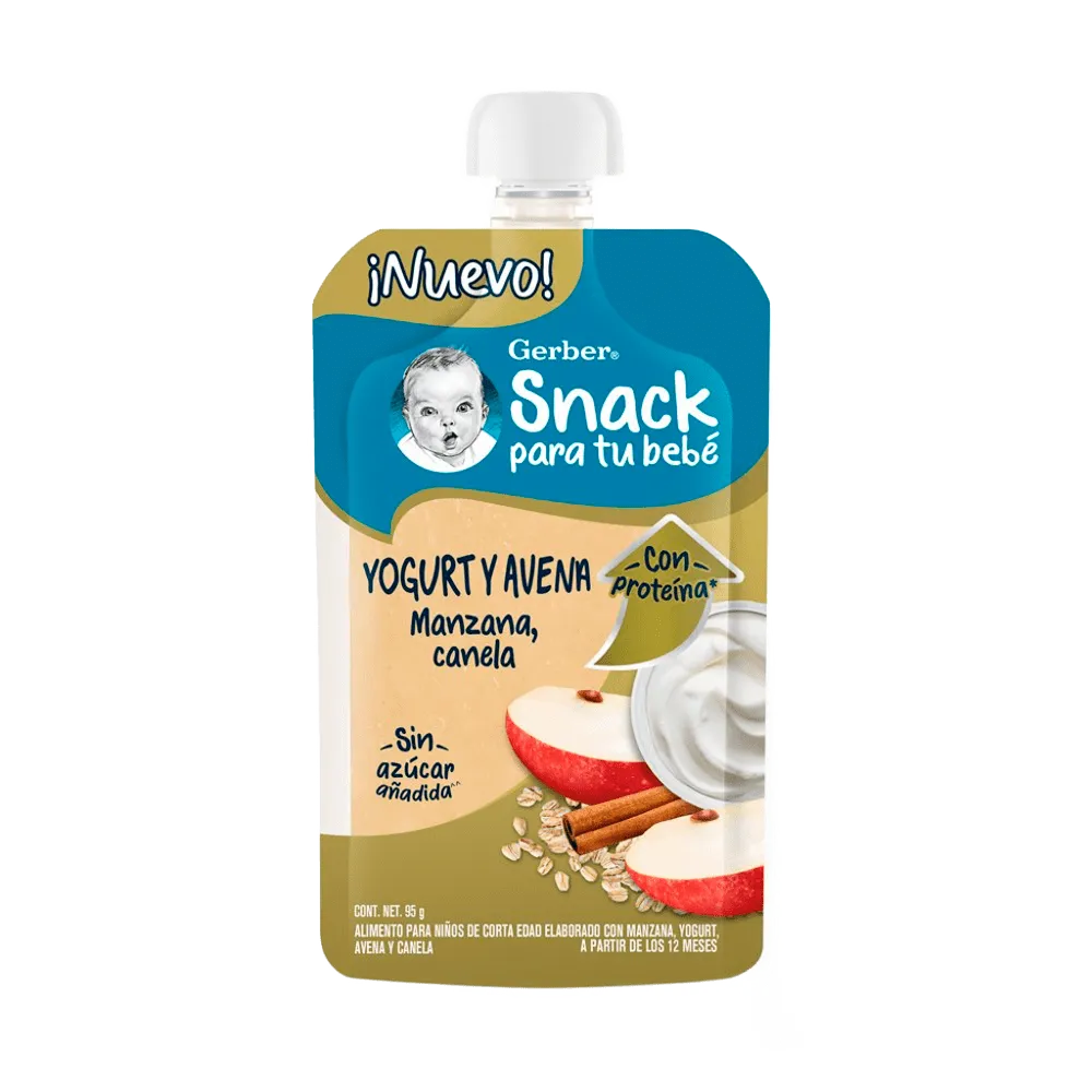 Papilla Pouche Tercera Etapa Manzana, Yoghurt, Ave Gerber 95 g