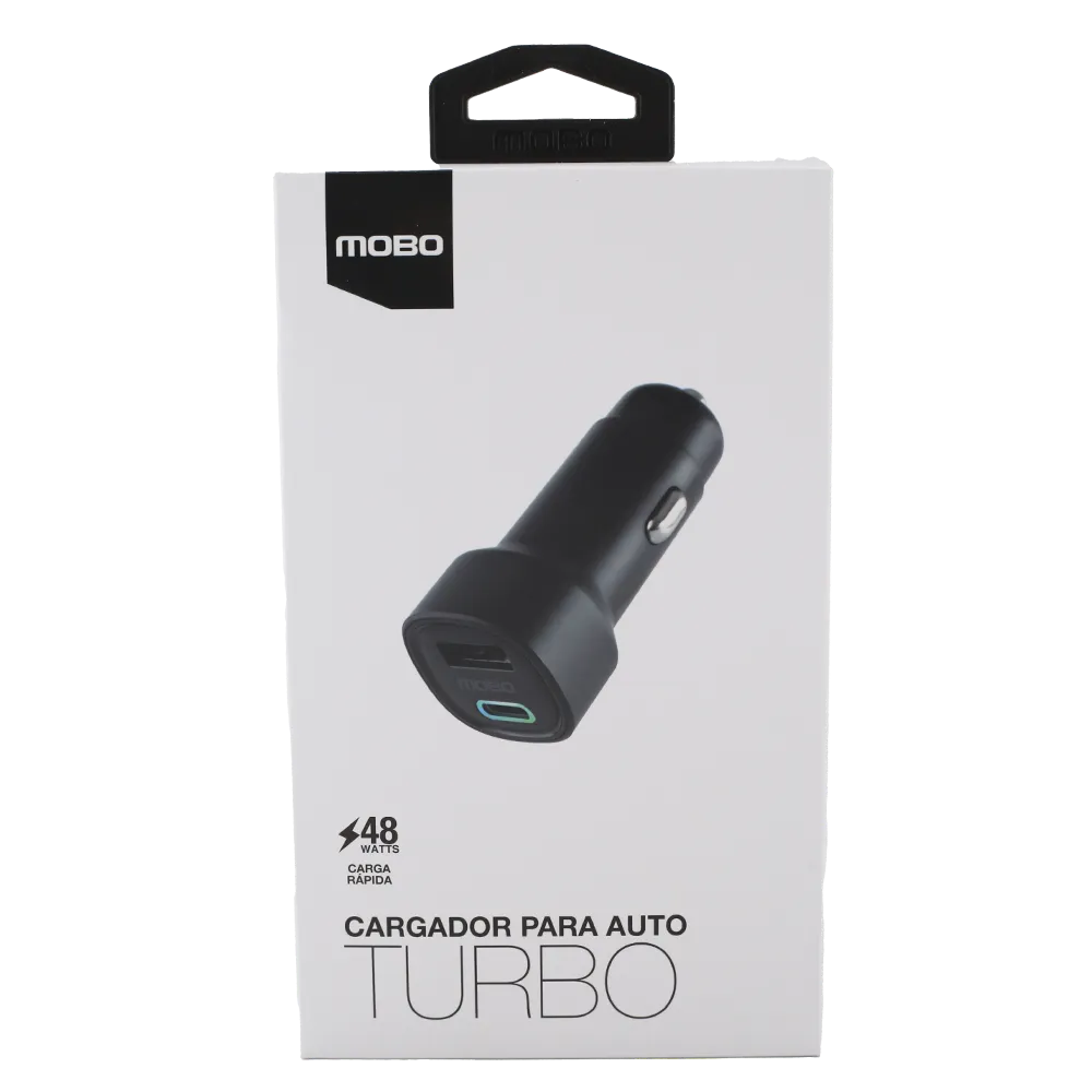 CARGADOR PARA AUTO TURBO 2 PUERTOS 48W MOBO 1 PIEZA