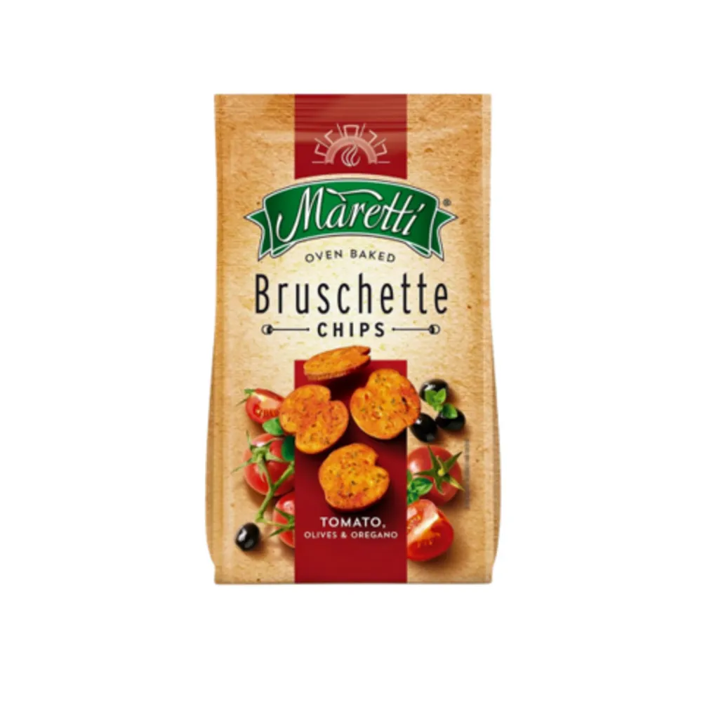 CHIPS BRUSCHETTE TOMATE ACEITUNAS ORE MARETTI 85 GRAMOS