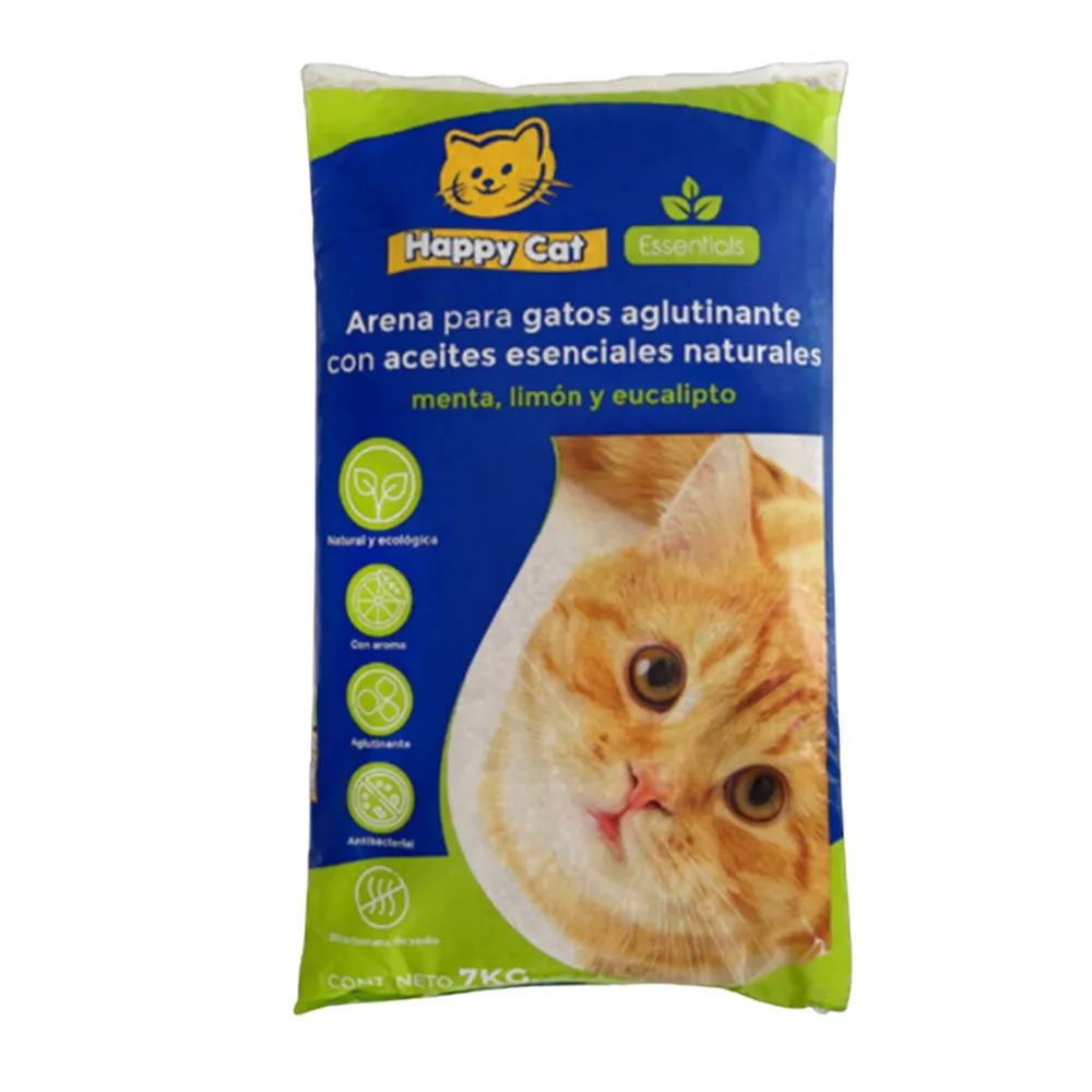 ARENA PARA GATO CON AROMA AGLUTINANTE MENTA LIMON Y EUCAL HAPPY CAT 7 KILOGRAM