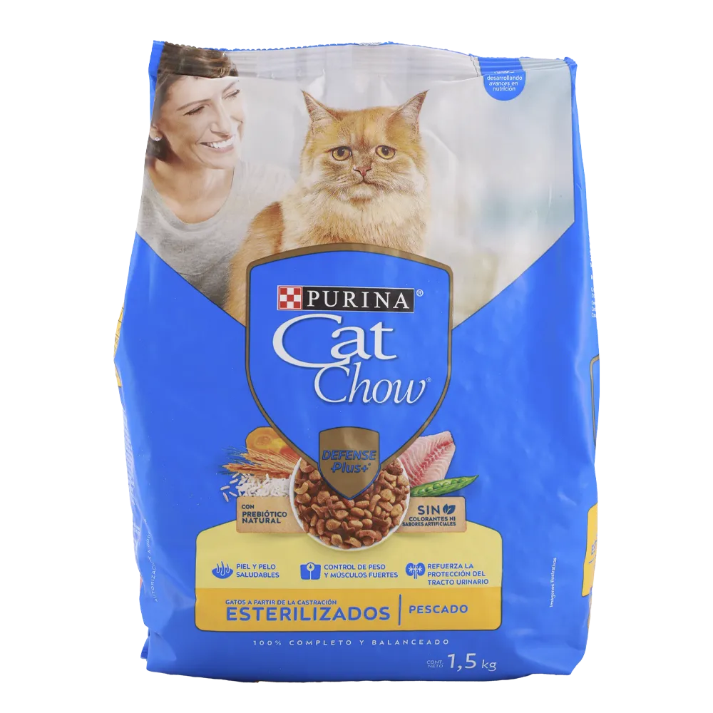 ALIMENTO SECO PREMIUM PARA GATO ESTERILIZADO PESCADO CAT CHOW 1.5 KILOGR