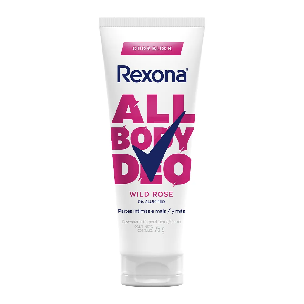 DESODORANTE ALL BODY CREMA WILD ROSE REXONA 75 GRAMOS