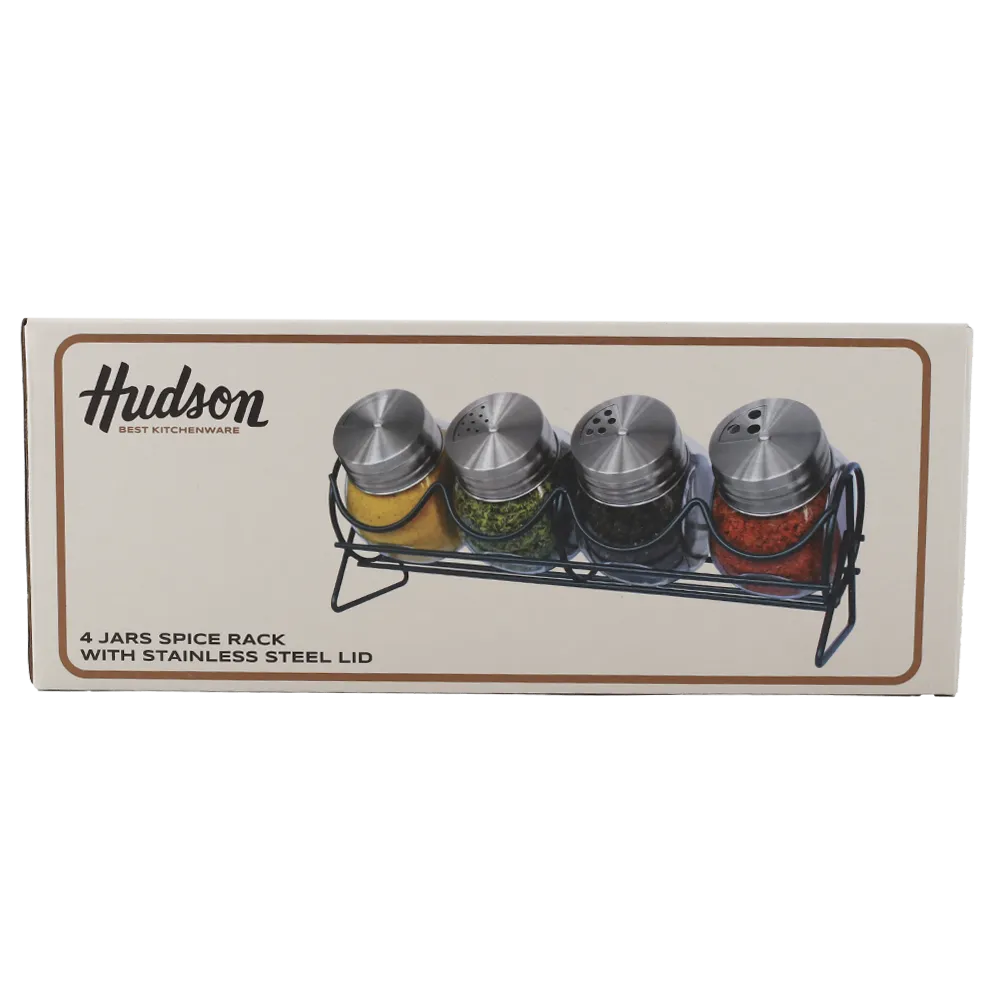SET ESPECIEROS DE VIDRIO C/TAPA ACERO INOX HUDSON 1 PIEZA