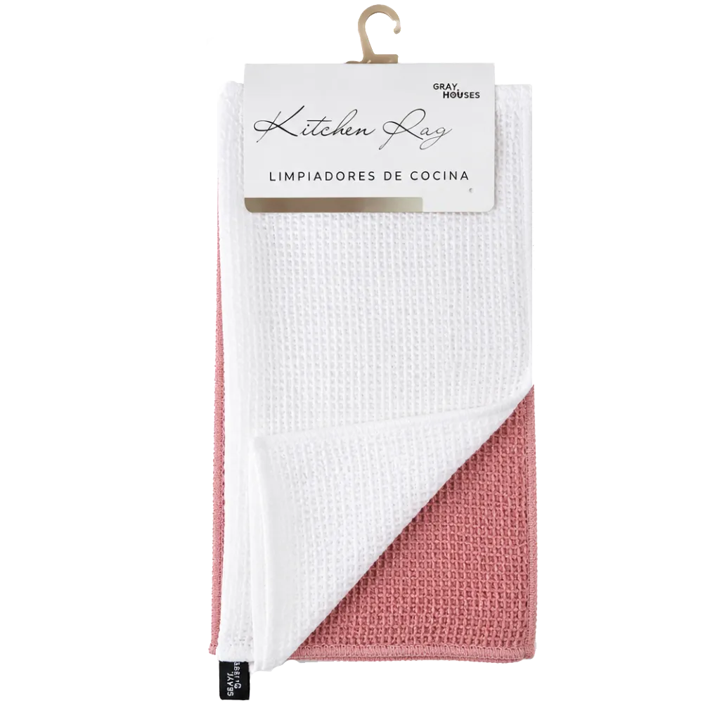 SET DE 2 TOALLAS BLANCO Y ROSA GRAY HOUSES 1 PIEZA