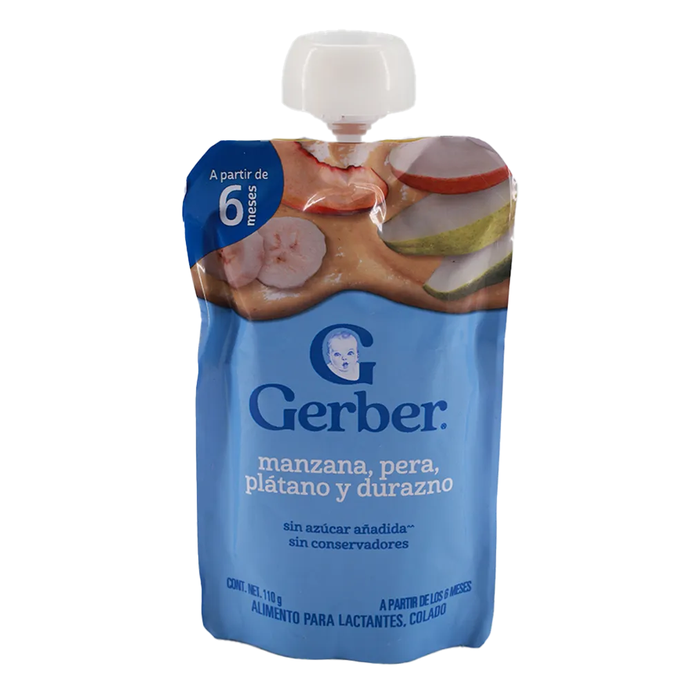 PAPILLA JUNIOR POUCH GERBER MANZANA PERA 110 GRAM MZA PE PLA DU GERBER 110 GRAMOS