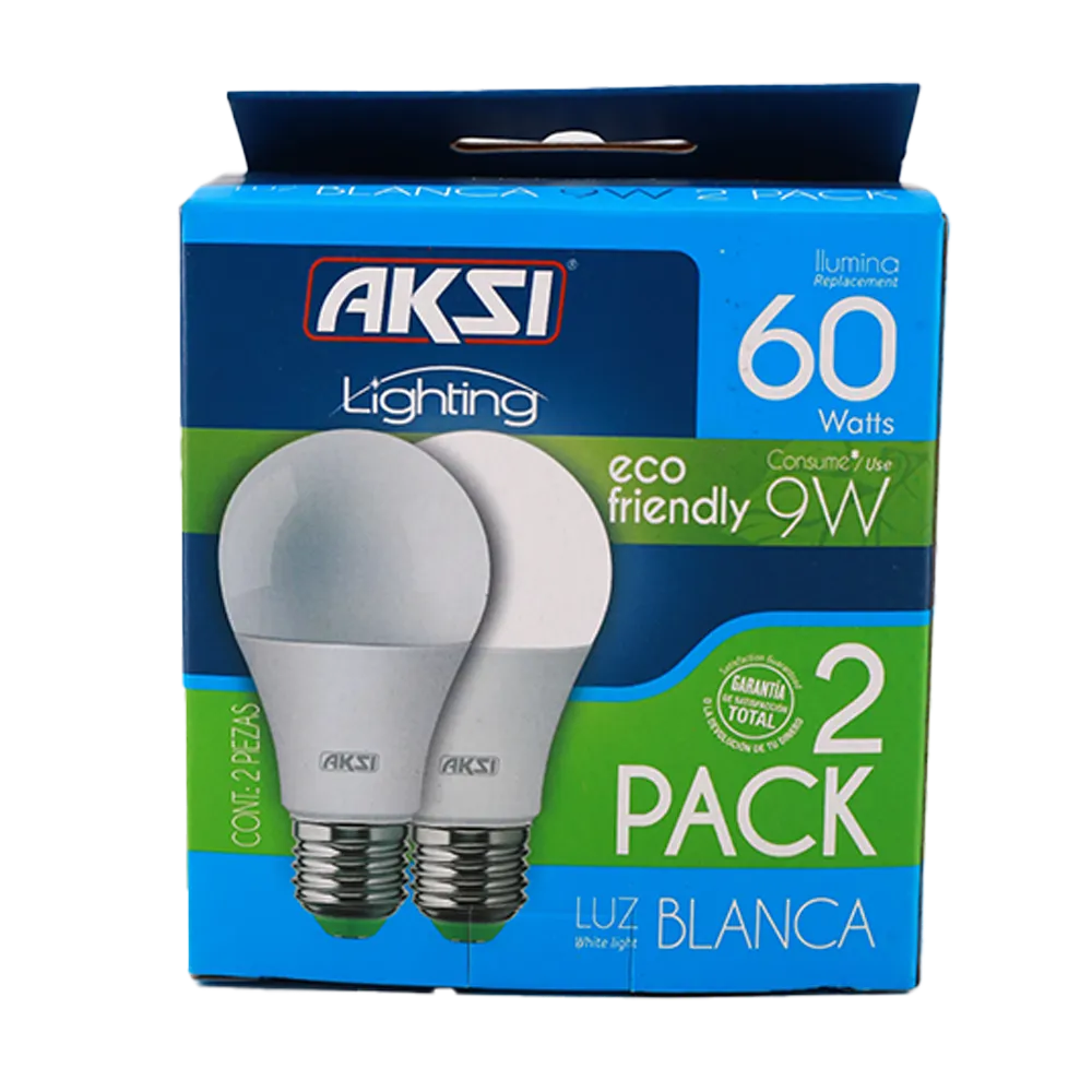 FOCO LED 9W 2 PACK ECO LUZ BLANCA AKSI 1 PIEZA