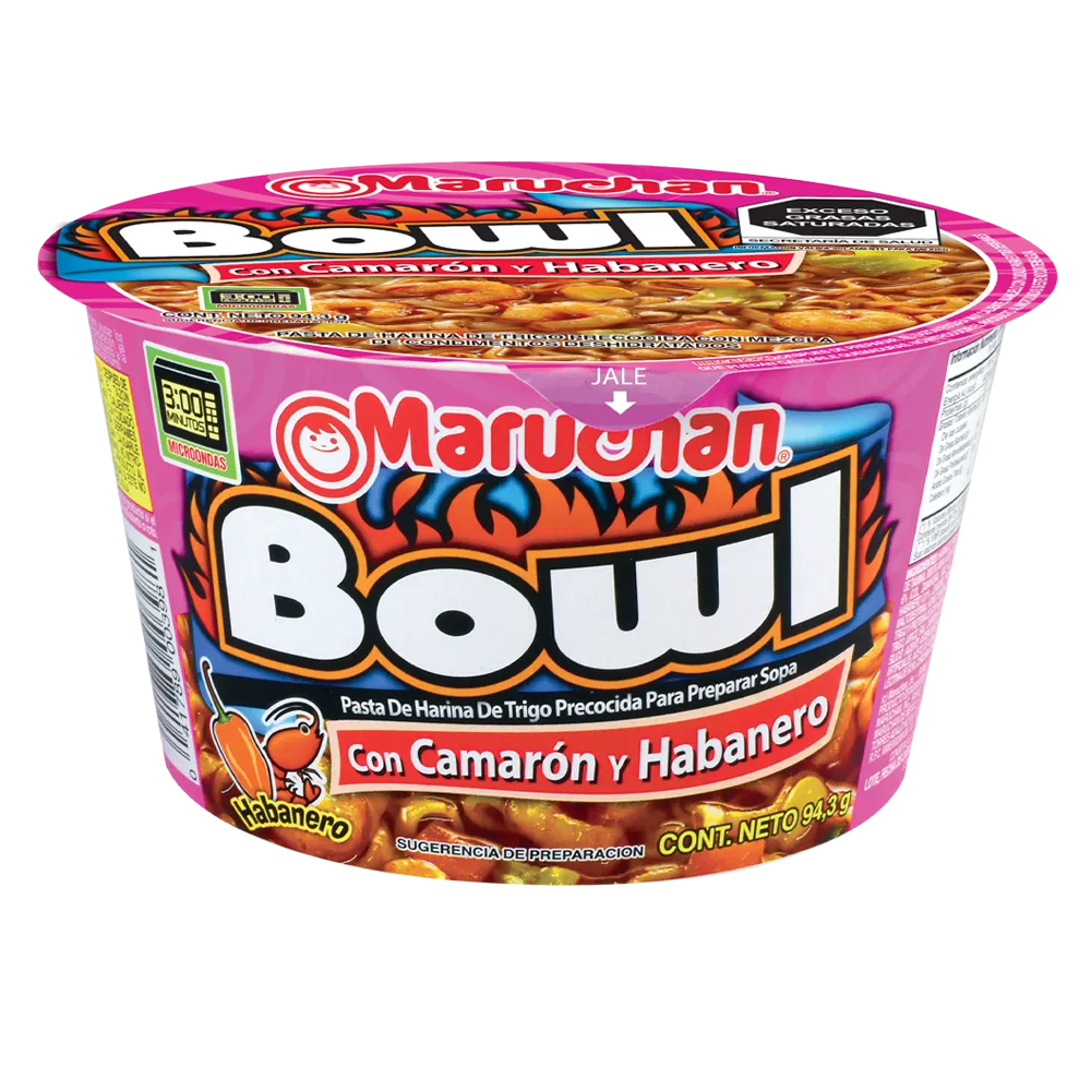 Sopa Instantanea Bowl de camarón con chile Maruchan 94 g