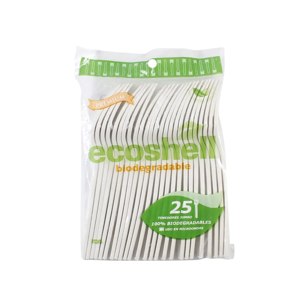 Tenedor Jumbo Biodegradable Ecoshell 25 Pza