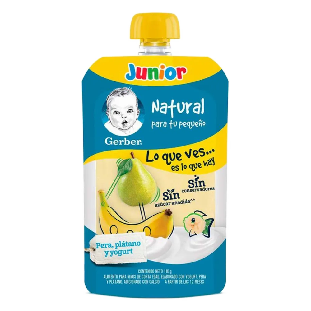 Papilla Gerber Pouch Yogurt Pera Plátano   110G